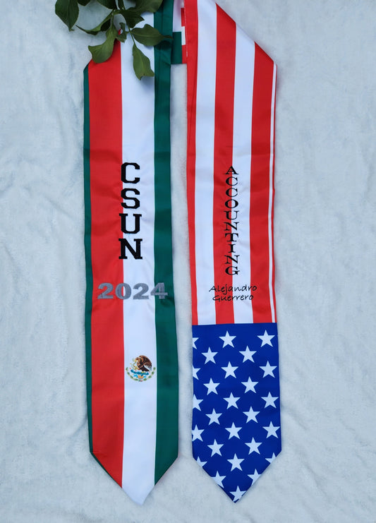 Mexican/American Stole - Custom Embroidered